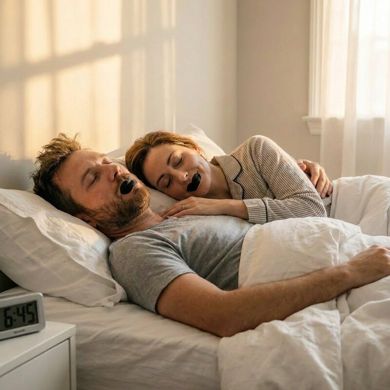 Couple dormant en silence grâce à la respiration nasale