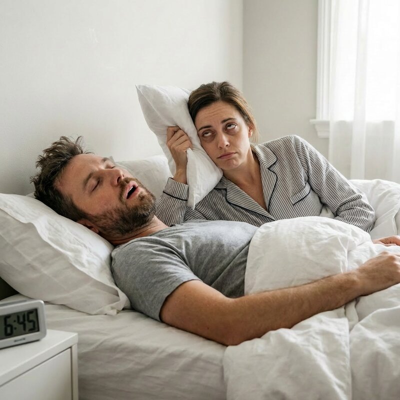 Couple au sommeil perturbé par les ronflements